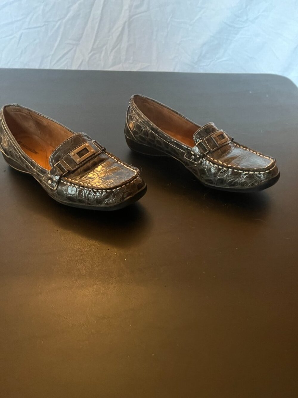 Naturalizer Size 8.5M Teal Gator Skin Slide-On Shoes